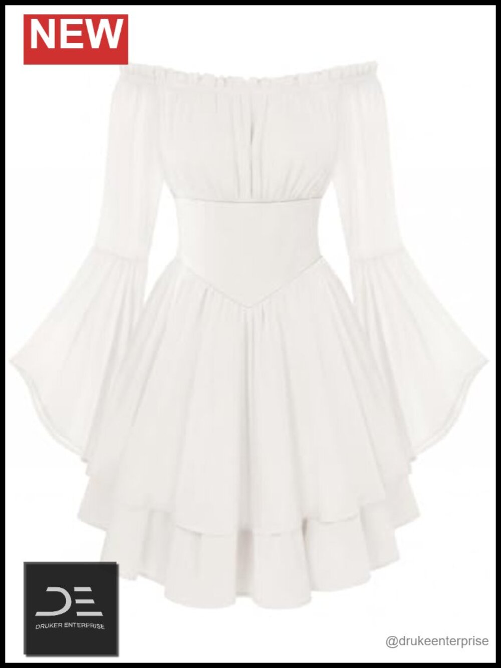 Chiffon Corset Dress Off Shoulder Bell Sleeve Mini Fairy Peasant